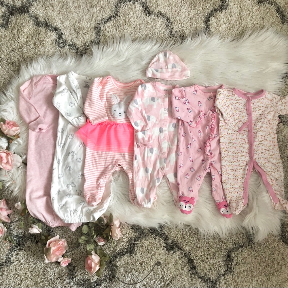 Baby girl 0-3 months pajama lot